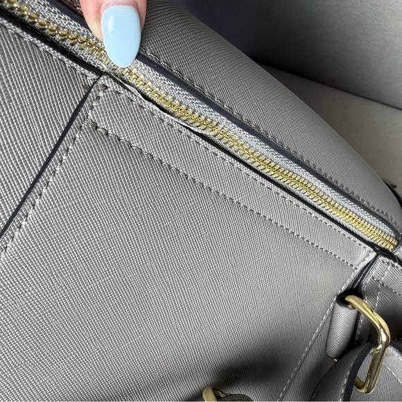 Calpak Womens Kaya Dark Gray Taupe Faux Leather Adjustable Strap Laptop Backpack - Picture 14 of 15